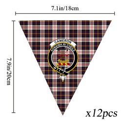 ScotsTee Shop Scottish Cameron of Erracht Dress Modern Crest Tartan Triangle Flags Tartan Bunting, Pennants (12pcs)