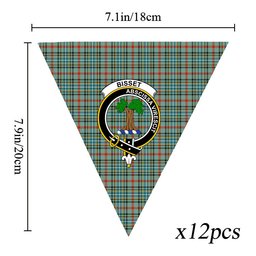 ScotsTee Shop Scottish Bisset Ancient Crest Tartan Triangle Flags Tartan Bunting, Pennants (12pcs)