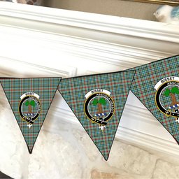 ScotsTee Shop Scottish Bisset Ancient Crest Tartan Triangle Flags Tartan Bunting, Pennants (12pcs)