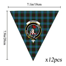 ScotsTee Shop Scottish Brodie Hunting Ancient Crest Tartan Triangle Flags Tartan Bunting, Pennants (12pcs)