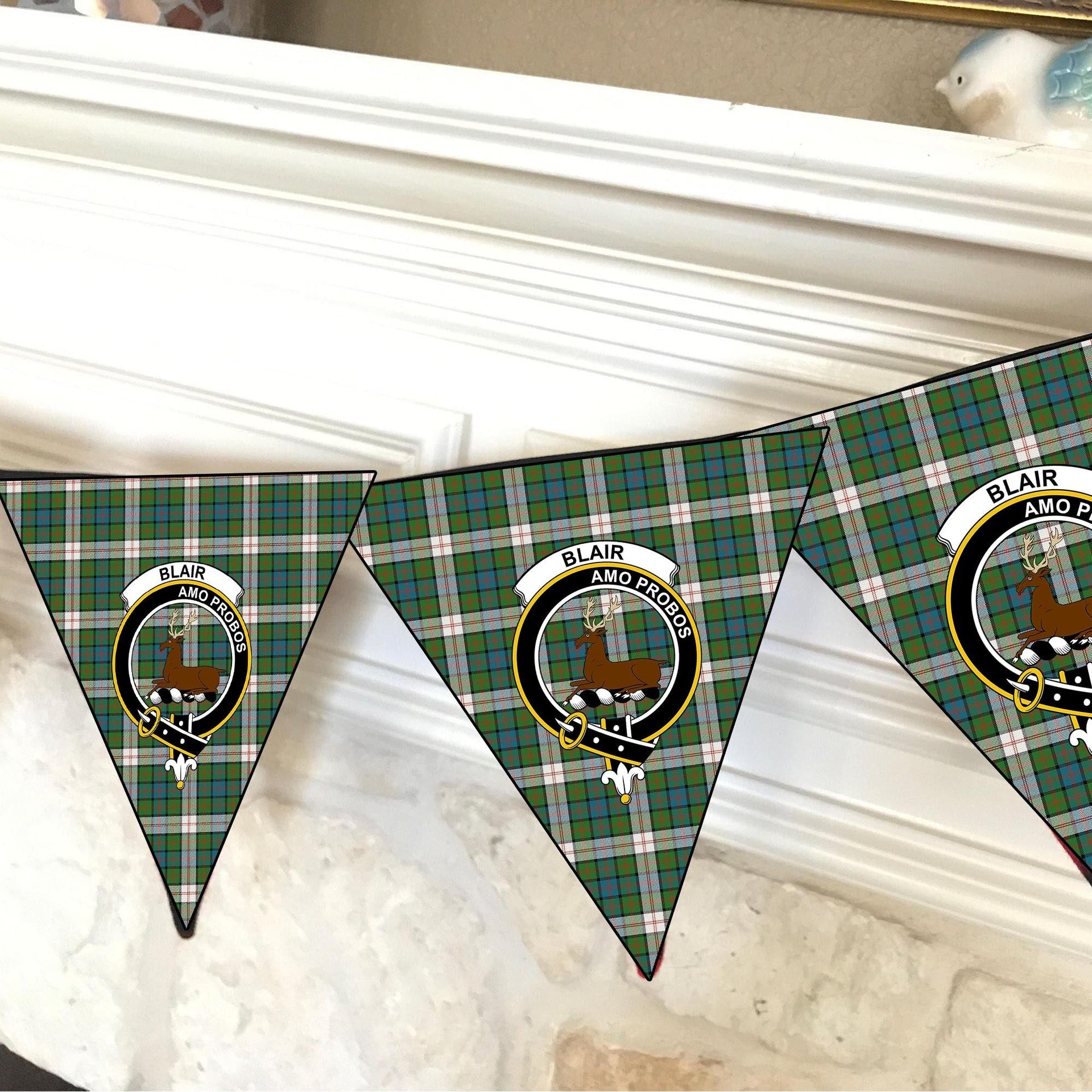 ScotsTee Shop Scottish Blair Dress Ancient Crest Tartan Triangle Flags Tartan Bunting, Pennants (12pcs)