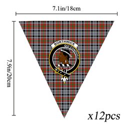 ScotsTee Shop Scottish Borthwick Dress Ancient Crest Tartan Triangle Flags Tartan Bunting, Pennants (12pcs)