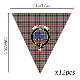 ScotsTee Shop Scottish Bruce of Kinnaird Modern Crest Tartan Triangle Flags Tartan Bunting, Pennants (12pcs)