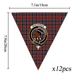ScotsTee Shop Scottish Borthwick Modern Crest Tartan Triangle Flags Tartan Bunting, Pennants (12pcs)