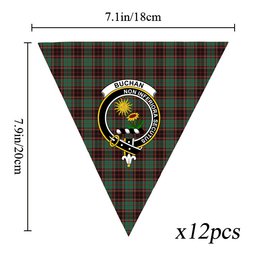 ScotsTee Shop Scottish Buchan Ancient Crest Tartan Triangle Flags Tartan Bunting, Pennants (12pcs)