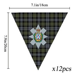 ScotsTee Shop Scottish Black Watch Large Sett Ancient Crest Tartan Triangle Flags Tartan Bunting, Pennants (12pcs)