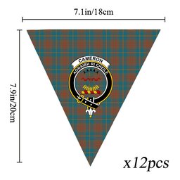 ScotsTee Shop Scottish Cameron Hunting Ancient Crest Tartan Triangle Flags Tartan Bunting, Pennants (12pcs)