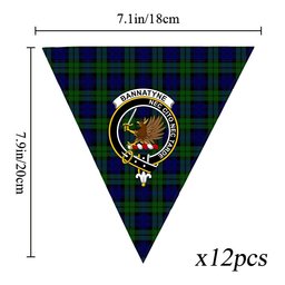 ScotsTee Shop Scottish Bannatyne SC Crest Tartan Triangle Flags Tartan Bunting, Pennants (12pcs)