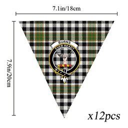 ScotsTee Shop Scottish Burns Check Ancient Crest Tartan Triangle Flags Tartan Bunting, Pennants (12pcs)