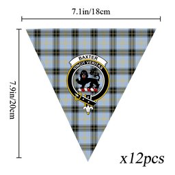 ScotsTee Shop Scottish Baxter of Balgavies Ancient Crest Tartan Triangle Flags Tartan Bunting, Pennants (12pcs)