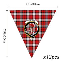 ScotsTee Shop Scottish Brodie Dress Modern Crest Tartan Triangle Flags Tartan Bunting, Pennants (12pcs)