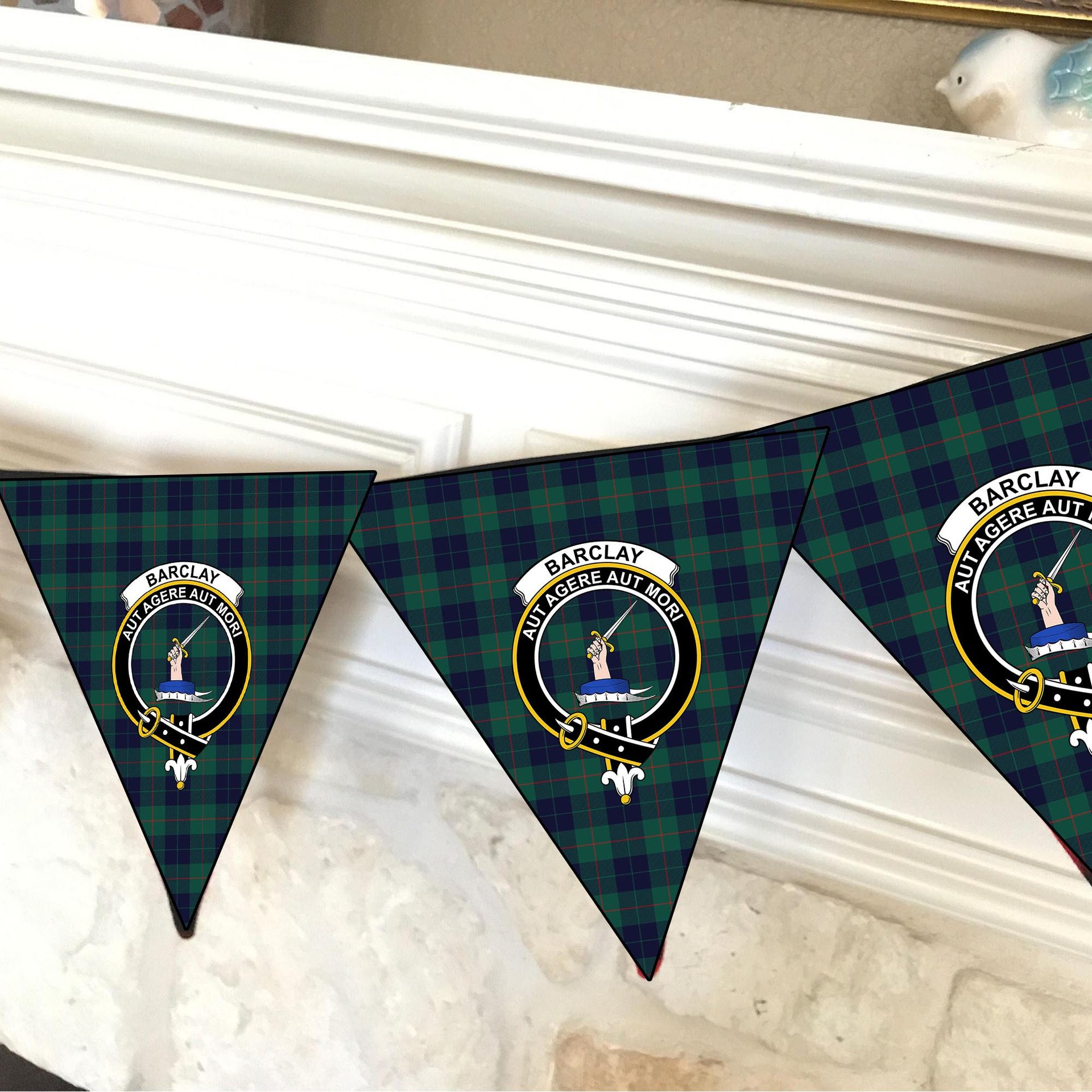 ScotsTee Shop Scottish Barclay Hunting Modern Crest Tartan Triangle Flags Tartan Bunting, Pennants (12pcs)