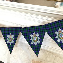 ScotsTee Shop Scottish Black Watch Modern Crest Tartan Triangle Flags Tartan Bunting, Pennants (12pcs)
