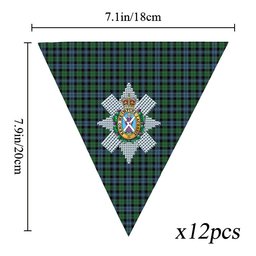 ScotsTee Shop Scottish Black Watch #3 Ancient Crest Tartan Triangle Flags Tartan Bunting, Pennants (12pcs)