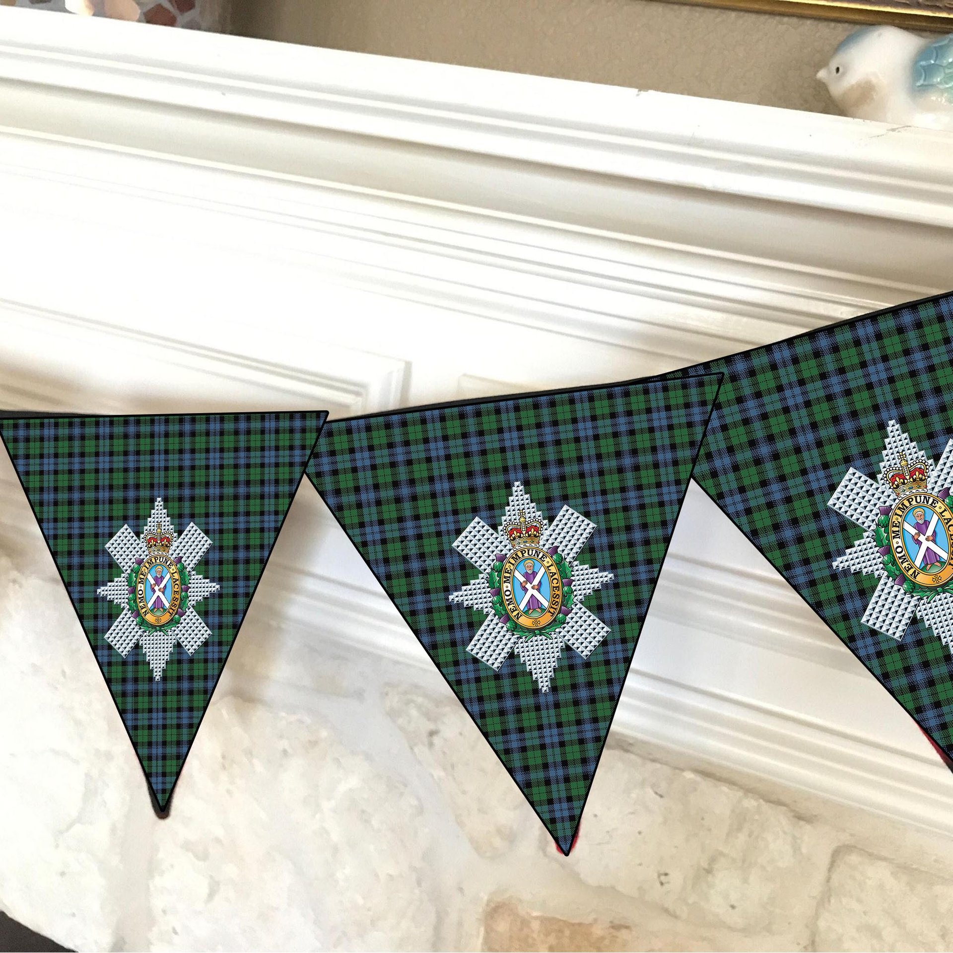 ScotsTee Shop Scottish Black Watch #3 Ancient Crest Tartan Triangle Flags Tartan Bunting, Pennants (12pcs)