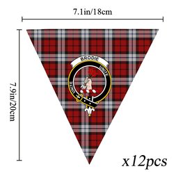 ScotsTee Shop Scottish Brodie Dress Crest Tartan Triangle Flags Tartan Bunting, Pennants (12pcs)