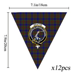 ScotsTee Shop Scottish Beattie (Beatty) Crest Tartan Triangle Flags Tartan Bunting, Pennants (12pcs)