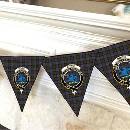 ScotsTee Shop Scottish Bowie Crest Tartan Triangle Flags Tartan Bunting, Pennants (12pcs)