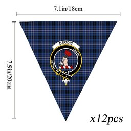 ScotsTee Shop Scottish Brodie Countryfare Modern Crest Tartan Triangle Flags Tartan Bunting, Pennants (12pcs)