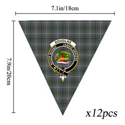 ScotsTee Shop Scottish Douglas Green Ancient Crest Tartan Triangle Flags Tartan Bunting, Pennants (12pcs)