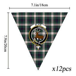 ScotsTee Shop Scottish Blair Dress Modern Crest Tartan Triangle Flags Tartan Bunting, Pennants (12pcs)