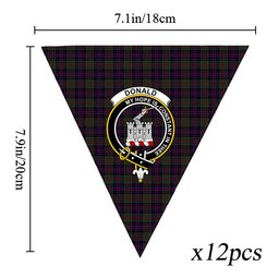 ScotsTee Shop Scottish Donald of Clan Ranald Crest Tartan Triangle Flags Tartan Bunting, Pennants (12pcs)