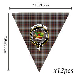 ScotsTee Shop Scottish Douglas Ancient Dress WCWM Crest Tartan Triangle Flags Tartan Bunting, Pennants (12pcs)