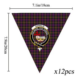 ScotsTee Shop Scottish Donald Modern Crest Tartan Triangle Flags Tartan Bunting, Pennants (12pcs)