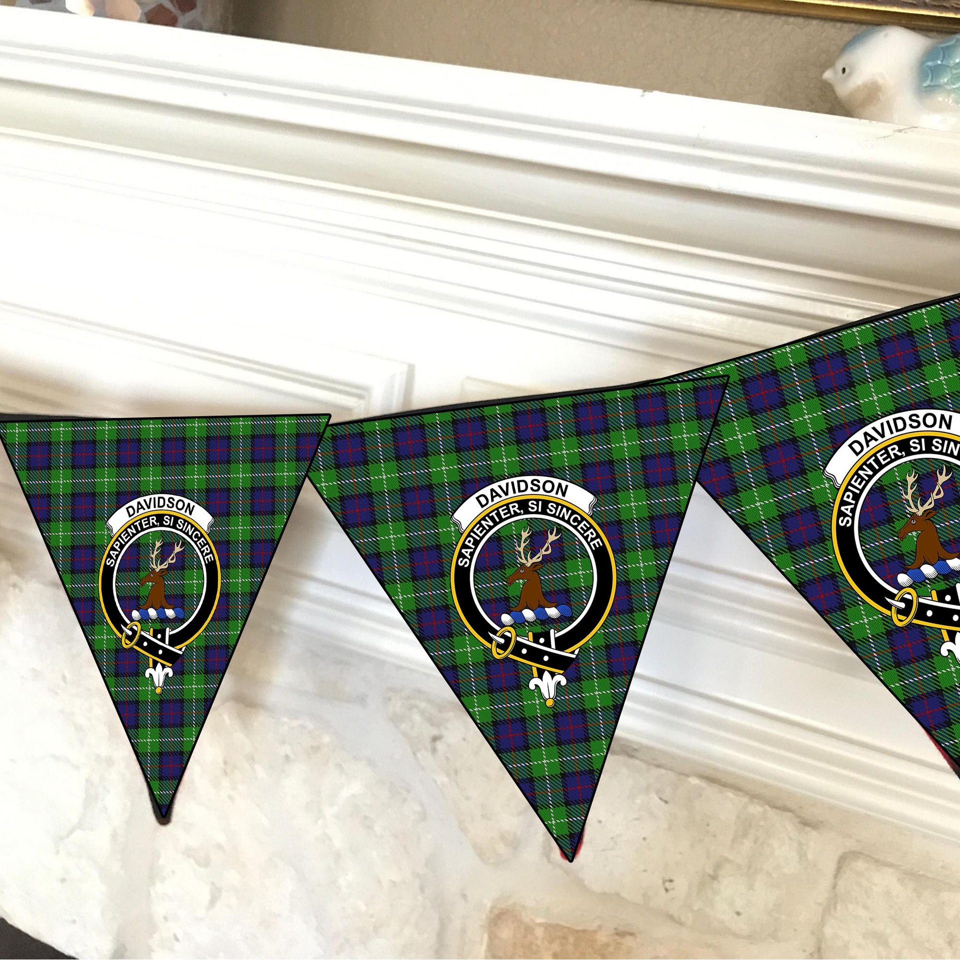 ScotsTee Shop Scottish Davidson of Tulloch Crest Tartan Triangle Flags Tartan Bunting, Pennants (12pcs)