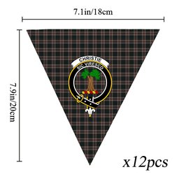 ScotsTee Shop Scottish Christie (London) Hunting Crest Tartan Triangle Flags Tartan Bunting, Pennants (12pcs)