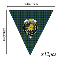 ScotsTee Shop Scottish Campbell of Argyll Ancient Crest Tartan Triangle Flags Tartan Bunting, Pennants (12pcs)
