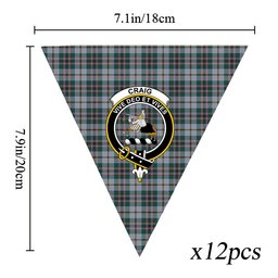 ScotsTee Shop Scottish Craig Modern Crest Tartan Triangle Flags Tartan Bunting, Pennants (12pcs)
