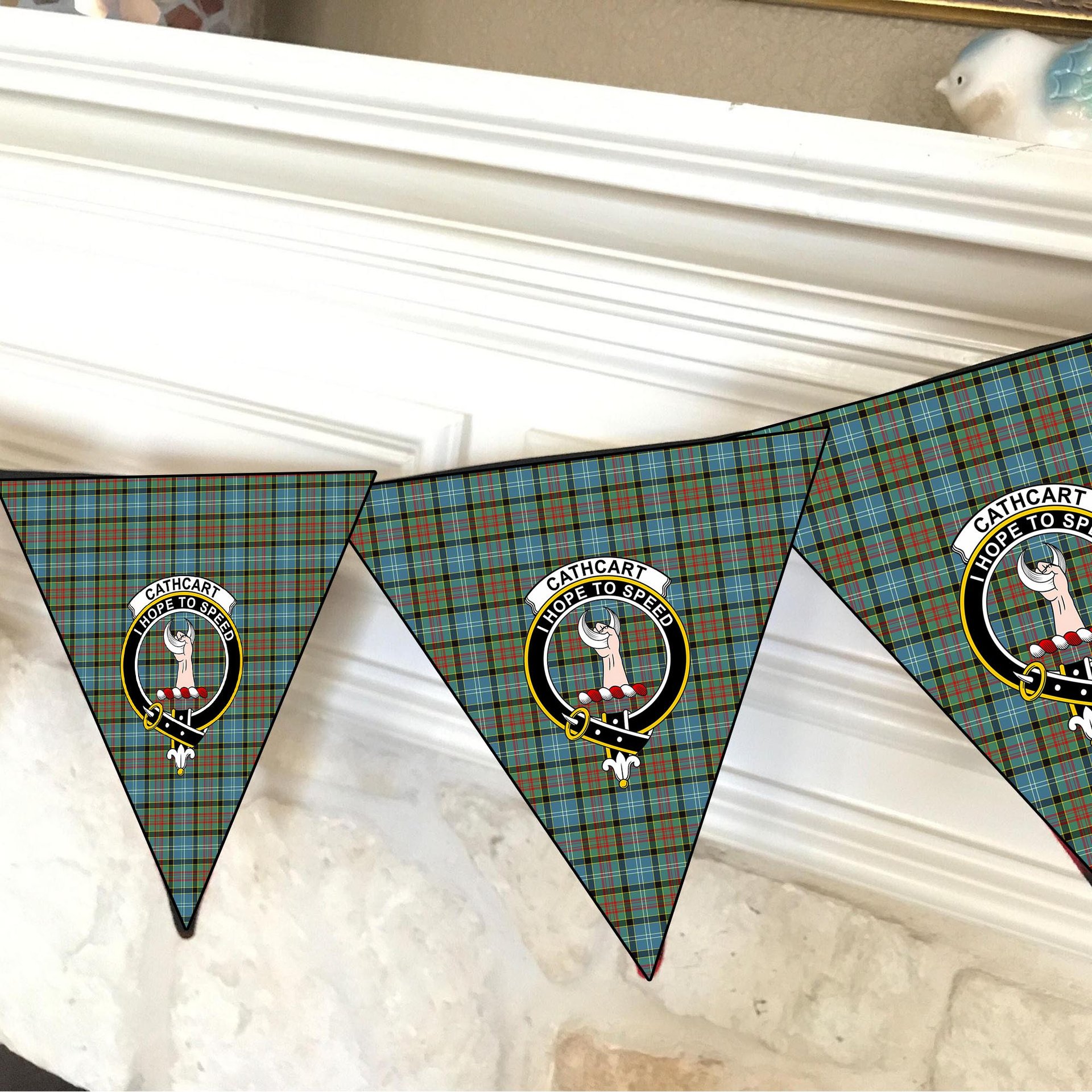 ScotsTee Shop Scottish Cathcart SC Crest Tartan Triangle Flags Tartan Bunting, Pennants (12pcs)