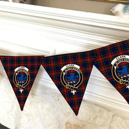 ScotsTee Shop Scottish Clark (Lion) Red Crest Tartan Triangle Flags Tartan Bunting, Pennants (12pcs)