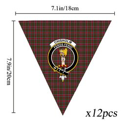 ScotsTee Shop Scottish Chisholm 1800 Crest Tartan Triangle Flags Tartan Bunting, Pennants (12pcs)
