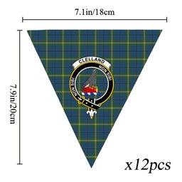 ScotsTee Shop Scottish Cleland Crest Tartan Triangle Flags Tartan Bunting, Pennants (12pcs)