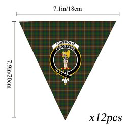 ScotsTee Shop Scottish Chisholm Hunting Crest Tartan Triangle Flags Tartan Bunting, Pennants (12pcs)