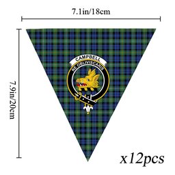 ScotsTee Shop Scottish Campbell of Argyll Ancient 2 Crest Tartan Triangle Flags Tartan Bunting, Pennants (12pcs)