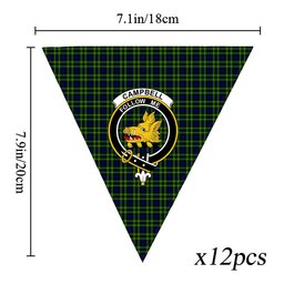ScotsTee Shop Scottish Campbell of Breadalbane Modern Crest Tartan Triangle Flags Tartan Bunting, Pennants (12pcs)