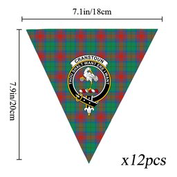 ScotsTee Shop Scottish Cranstoun Dress Ancient Crest Tartan Triangle Flags Tartan Bunting, Pennants (12pcs)