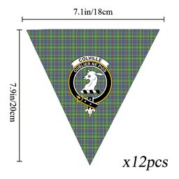 ScotsTee Shop Scottish Colville Crest Tartan Triangle Flags Tartan Bunting, Pennants (12pcs)