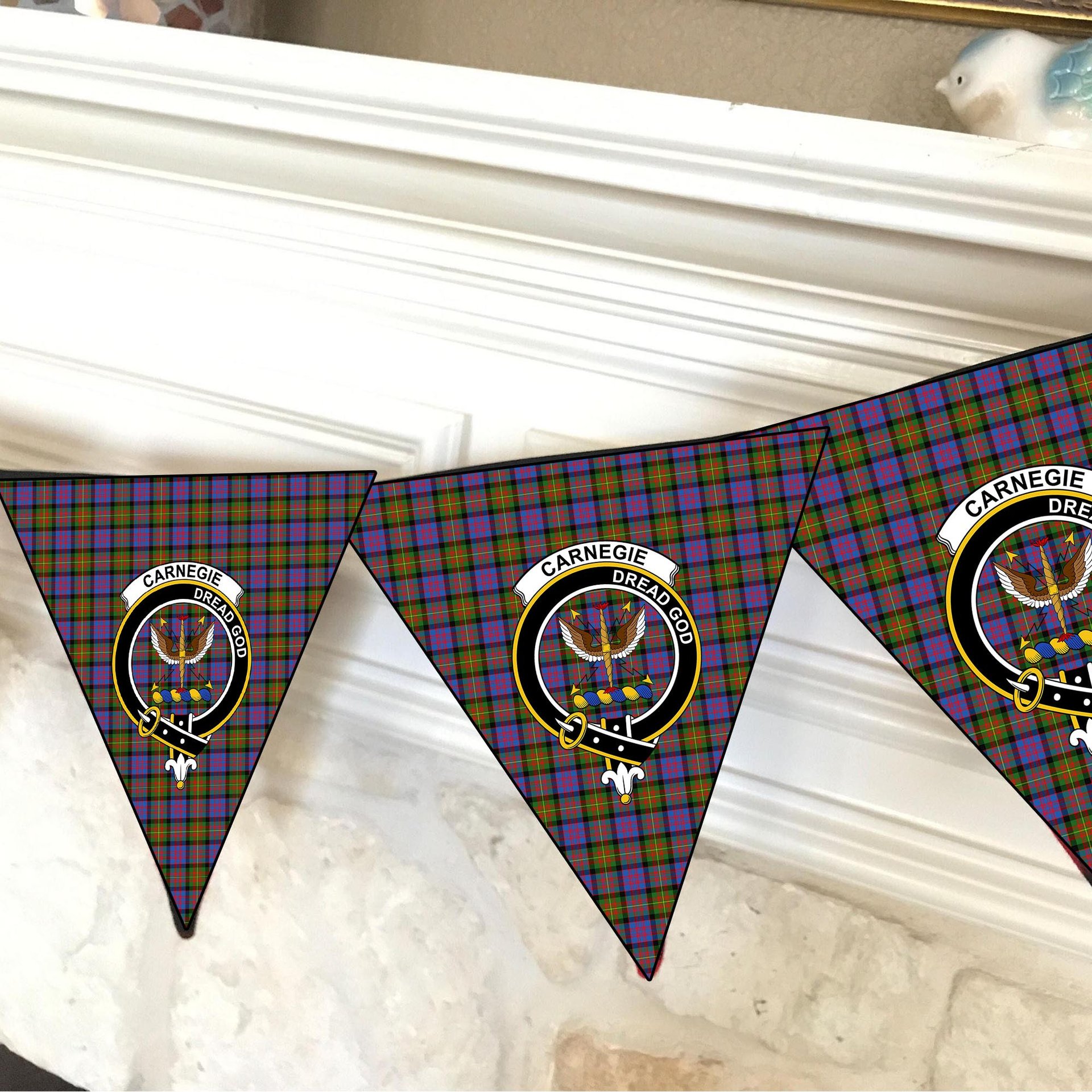 ScotsTee Shop Scottish Carnegie Ancient Crest Tartan Triangle Flags Tartan Bunting, Pennants (12pcs)