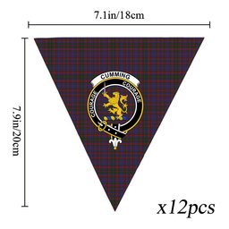 ScotsTee Shop Scottish Cumming Crest Tartan Triangle Flags Tartan Bunting, Pennants (12pcs)