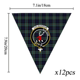 ScotsTee Shop Scottish Colquhoun Modern Clan Crest Tartan Triangle Flags Tartan Bunting, Pennants (12pcs)