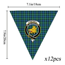 ScotsTee Shop Scottish Campbell Ancient 01 Crest Tartan Triangle Flags Tartan Bunting, Pennants (12pcs)