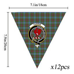 ScotsTee Shop Scottish Currie of Arran Modern Clan Crest Tartan Triangle Flags Tartan Bunting, Pennants (12pcs)