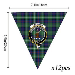 ScotsTee Shop Scottish Davidson of Tulloch Modern Crest Tartan Triangle Flags Tartan Bunting, Pennants (12pcs)