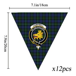 ScotsTee Shop Scottish Campbell Red Crest Tartan Triangle Flags Tartan Bunting, Pennants (12pcs)