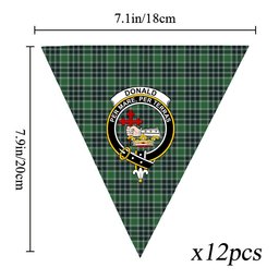 ScotsTee Shop Scottish Donald Lord of the Isles Hunting Modern Crest Tartan Triangle Flags Tartan Bunting, Pennants (12pcs)