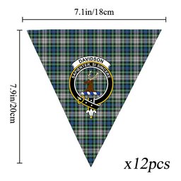 ScotsTee Shop Scottish Davidson of Tulloch Dress Ancient Crest Tartan Triangle Flags Tartan Bunting, Pennants (12pcs)